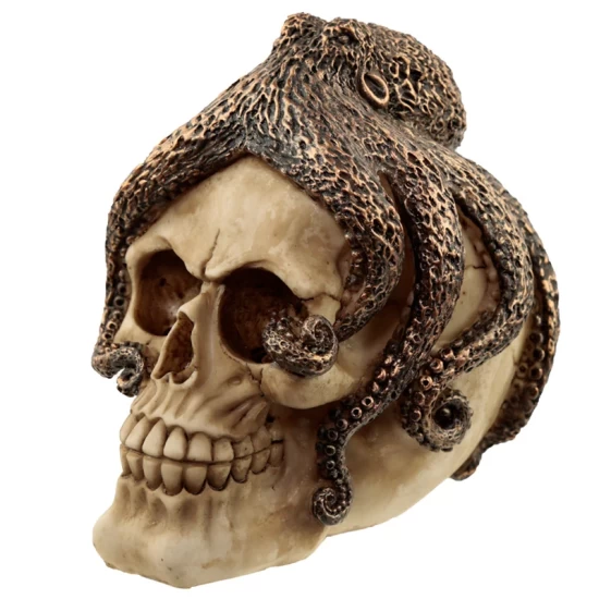 Bronskleurige Octopus Schedel Woonaccessoire