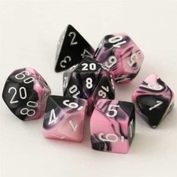 Dice Set Gemi Poly Black-Pink White (7)