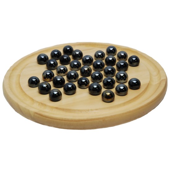 Solitair Hout Rond 22 Cm.glazen Kogels