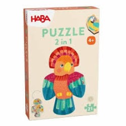 Houten Puzzel 2 In 1 - Papegaai Houten Puzzel 2 In 1 - Papegaai
