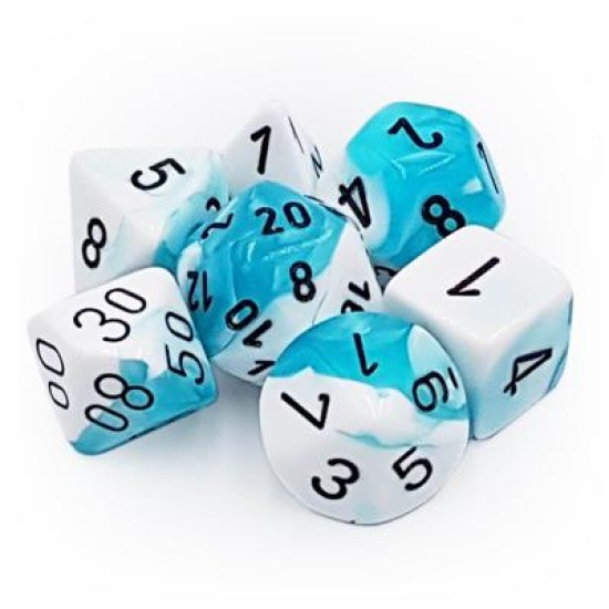 Chessex Gemini Polyhedral 7-Die Set - White-Teal W/Black
