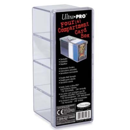 Upper Deck - 4-Compartment Card Storage Box - Clear
