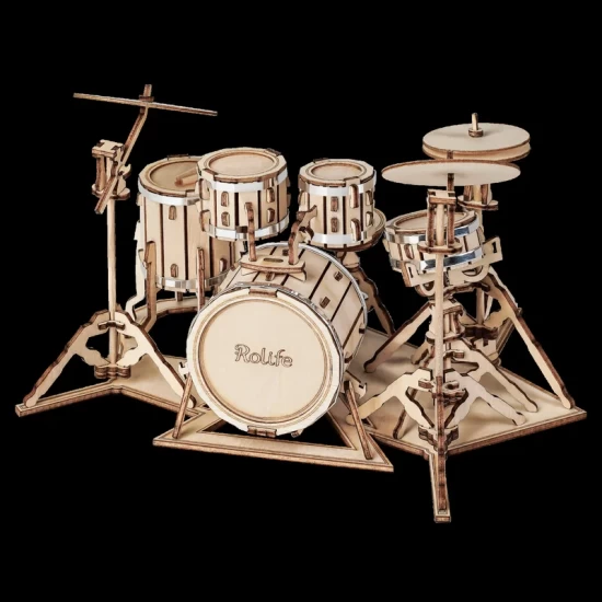 Robotime 3D Houten Puzzel Muziekinstrument Drumstel Tg409 19135X11Cm