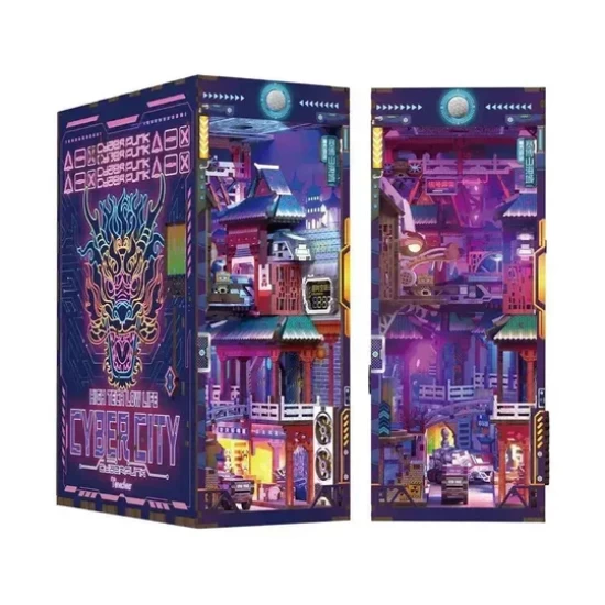 Tonecheer Diy Book Nook Cyber City Bookend Tq131 245X18X10Cm