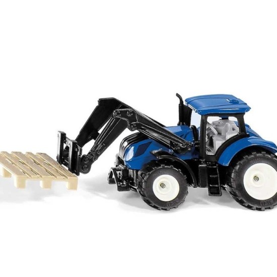 Siku New Holland Tractor Met Palletvork En Pallet Metaal/Kunststof Blauw Speelgoedtractor Voor Kinderen Beweegbare Voorlader Siku New Holland Tractor Met Palletvork En Pallet Metaal/Kunststof Blauw Speelgoedtractor Voor Kinderen Beweegbare Voorlader